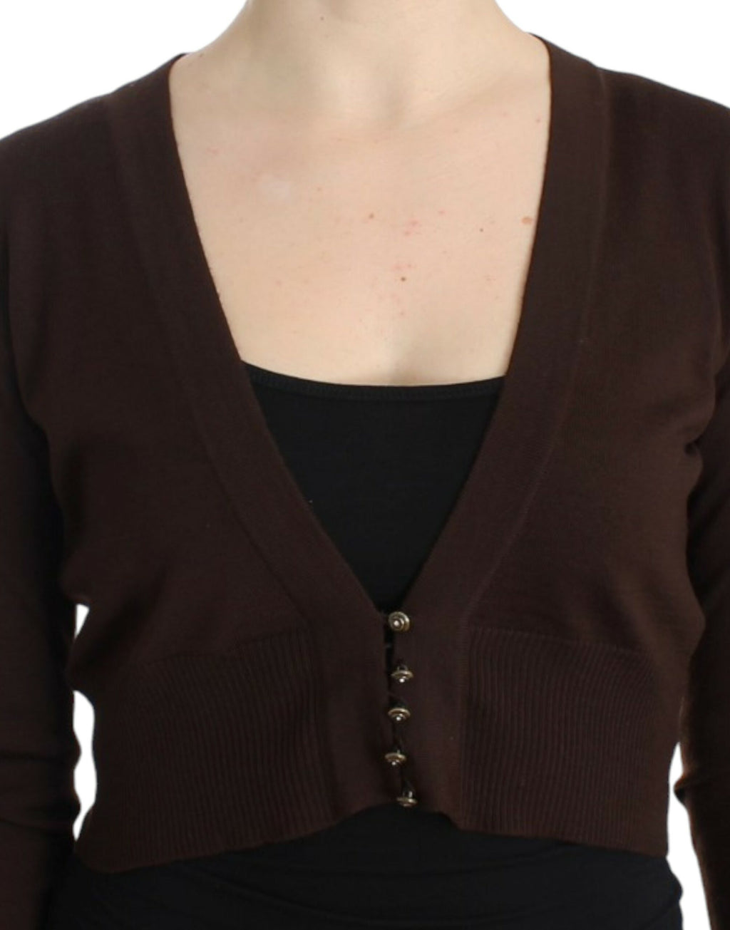 Cavalli – Eleganter, kurzer Cardigan aus Schurwolle in Braun