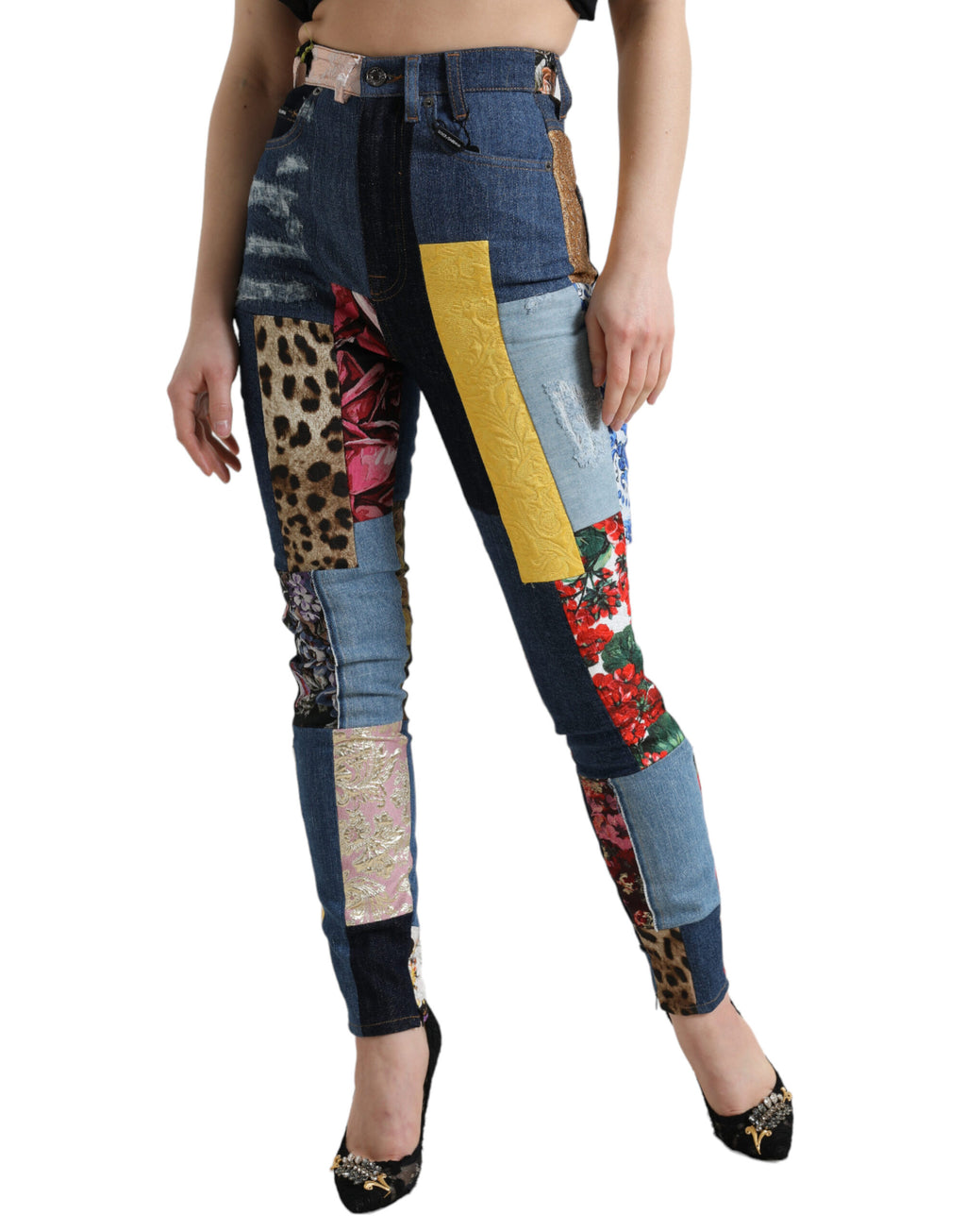 Dolce &amp; Gabbana – Enge Jeans im leuchtenden Patchwork-Look