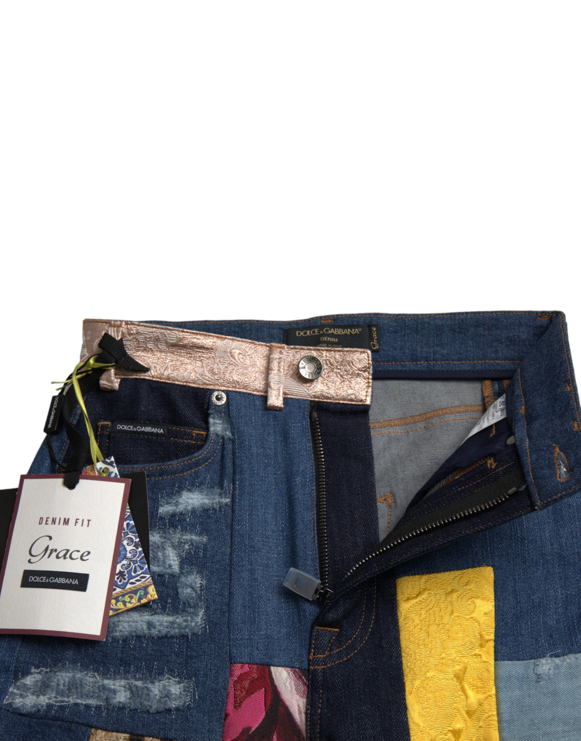 Dolce &amp; Gabbana – Enge Jeans im leuchtenden Patchwork-Look