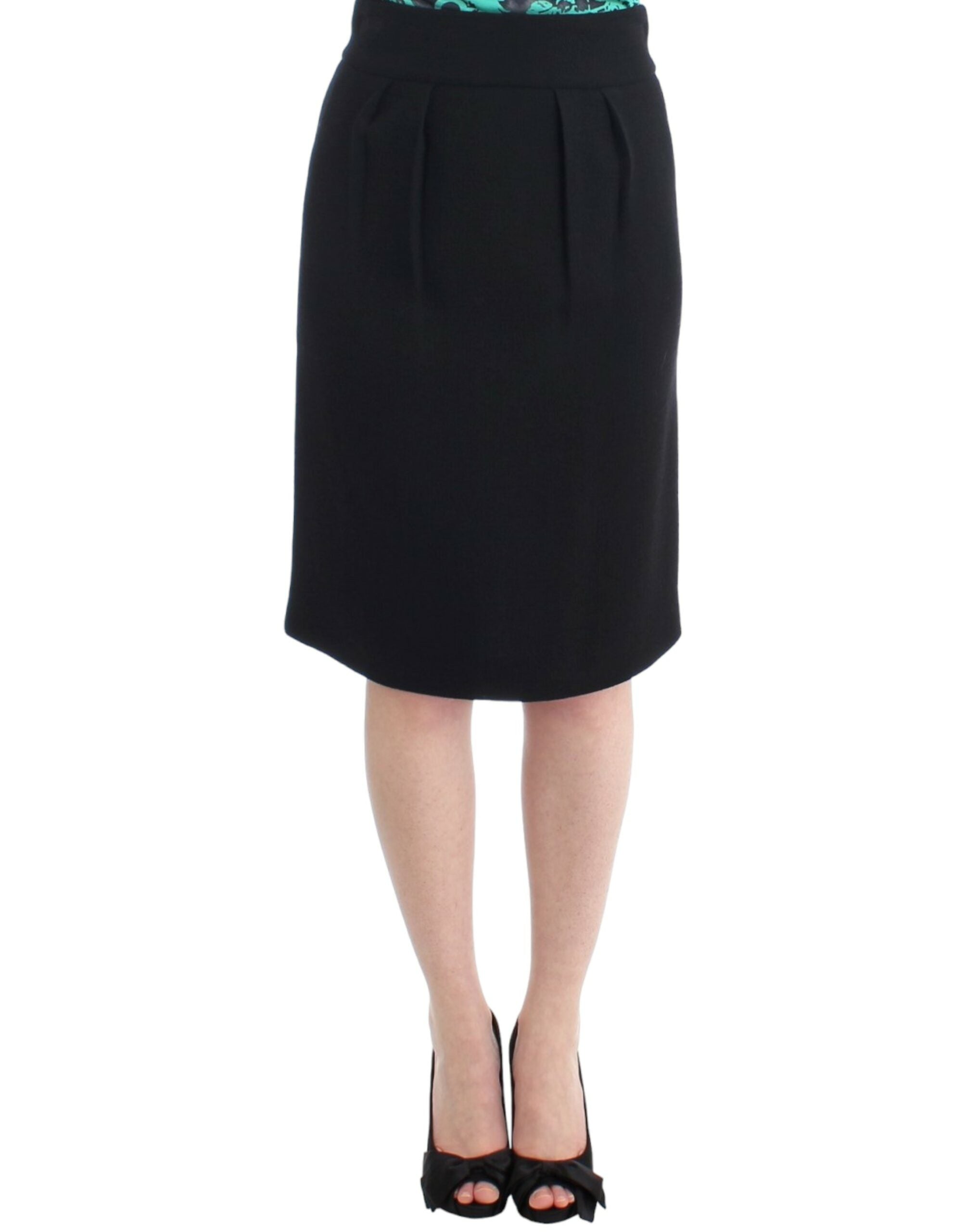 Jupe crayon élégante en laine noire Cavalli
