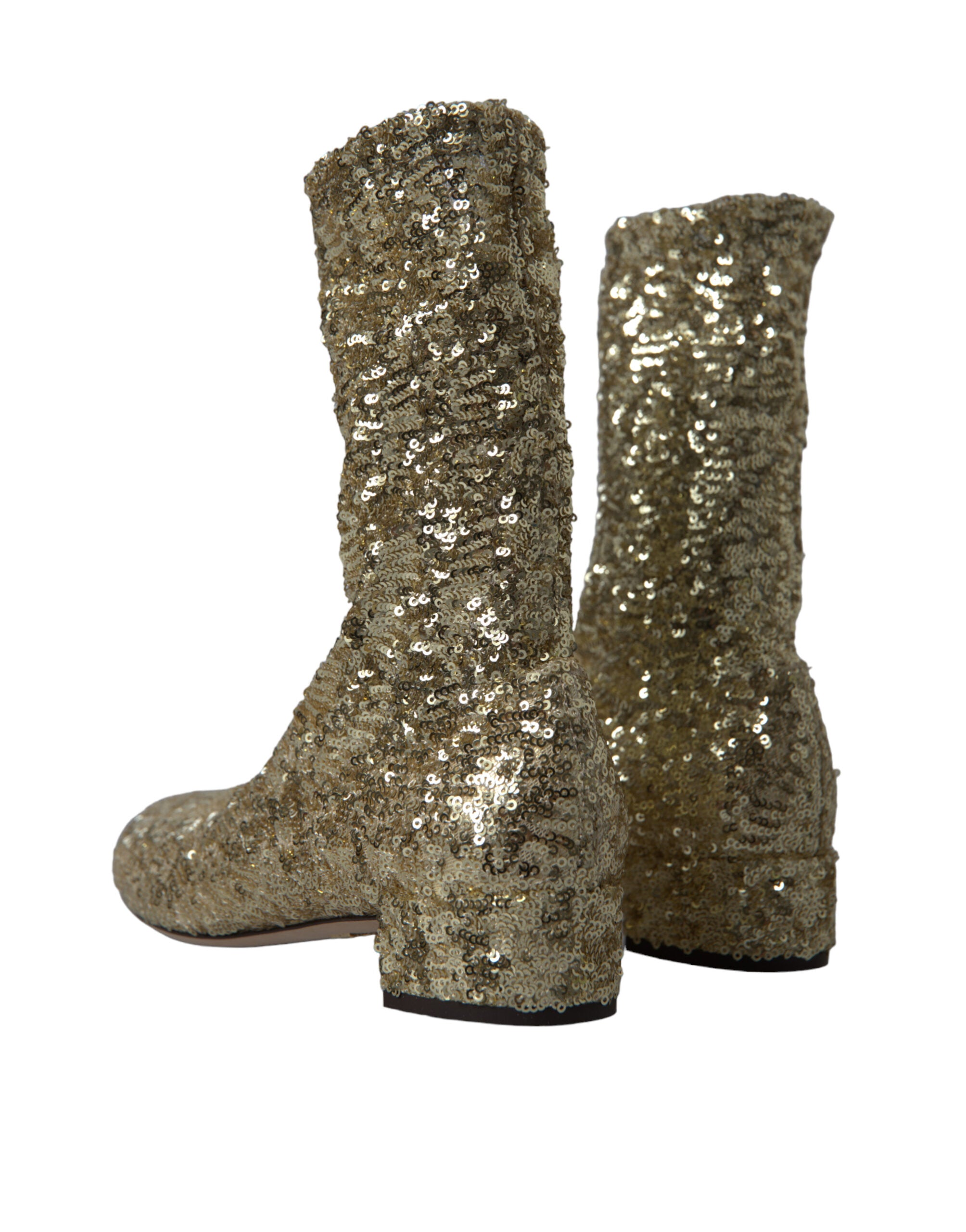 Dolce &amp; Gabbana – Elegante, wadenhohe goldene Stiefel, exklusives Design