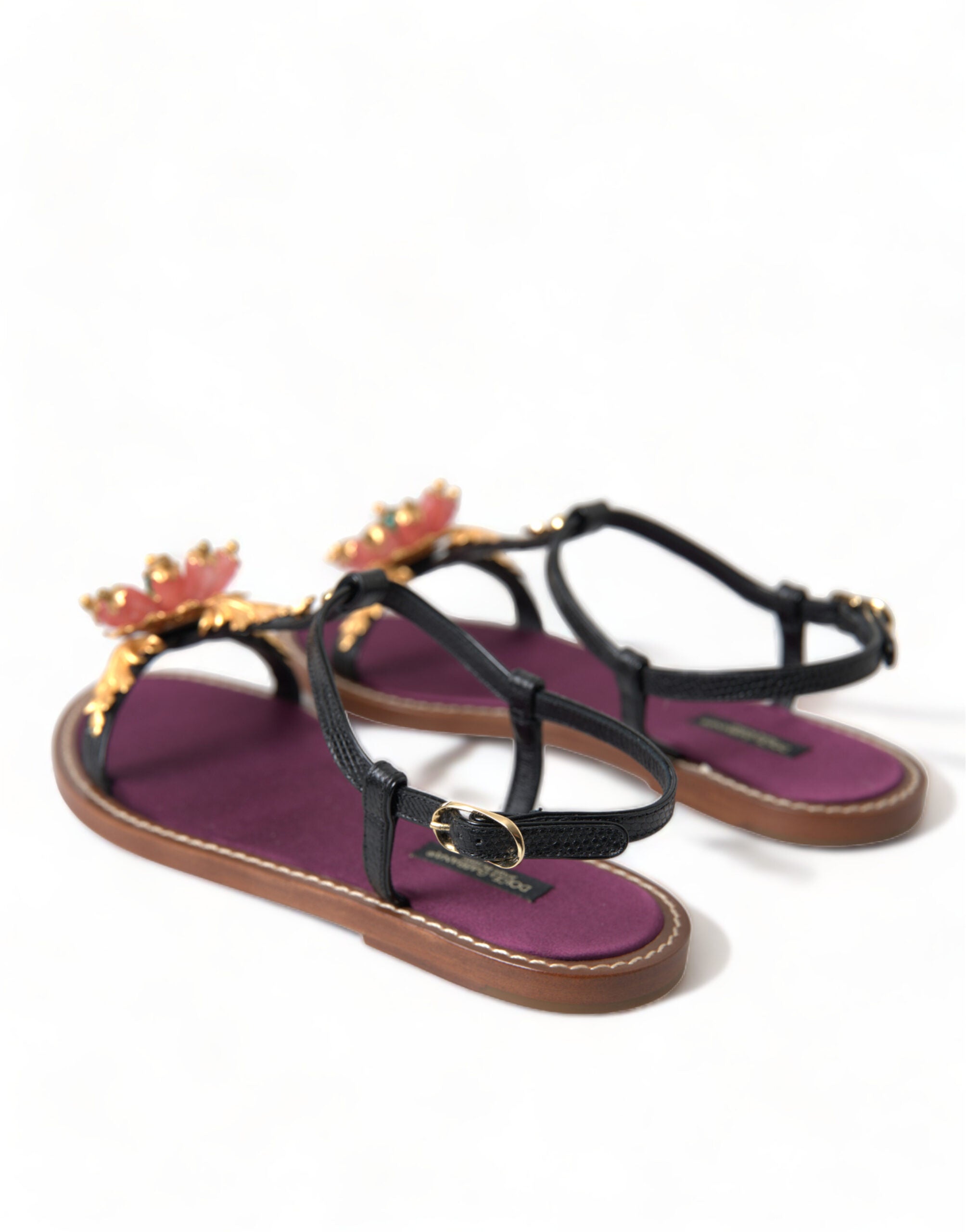 Dolce &amp; Gabbana Elegante, kristallverzierte flache Sandalen
