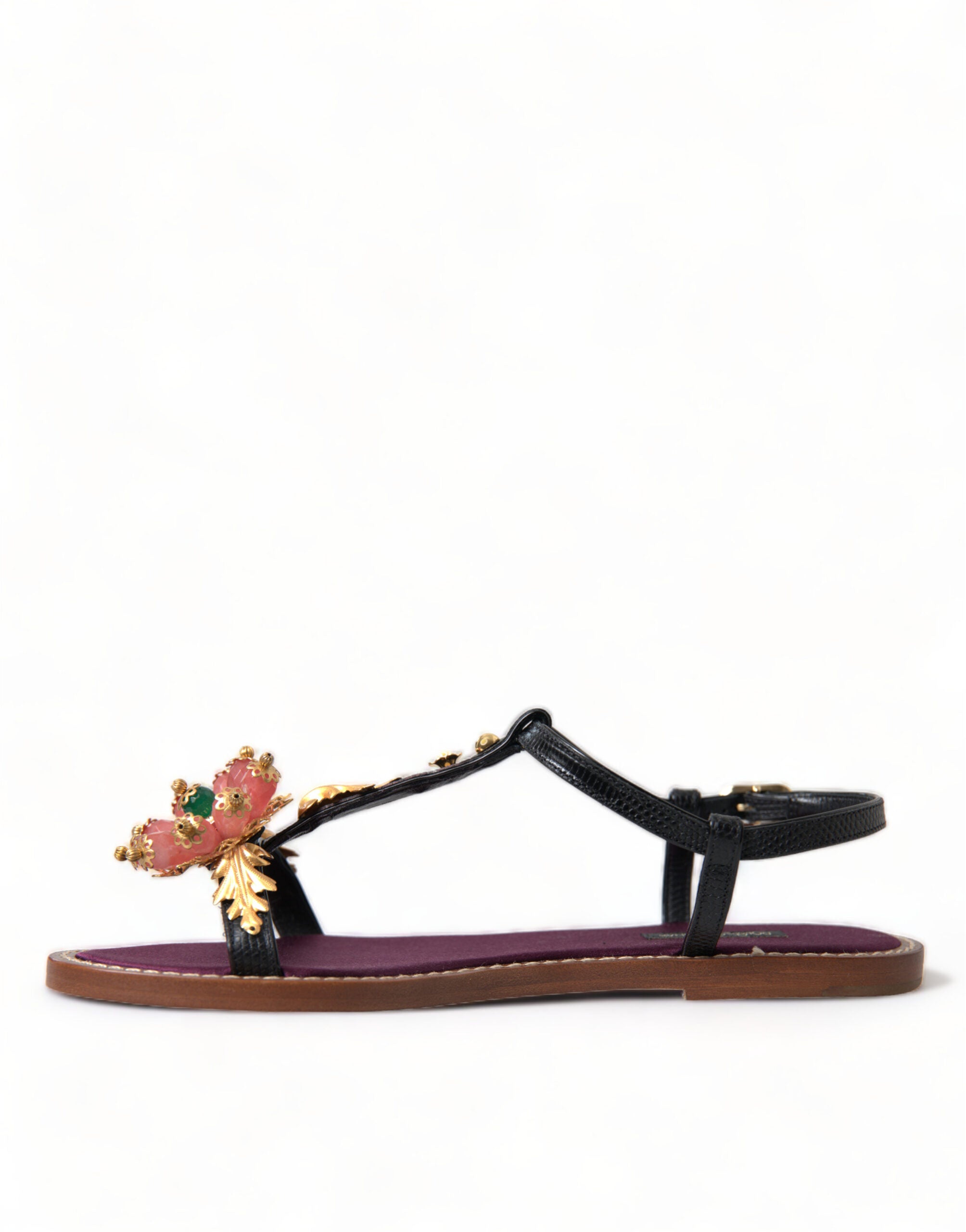Dolce &amp; Gabbana Elegante, kristallverzierte flache Sandalen