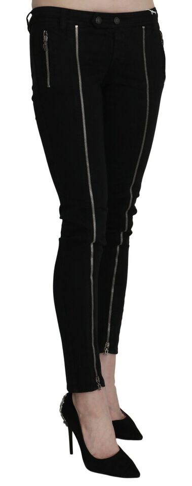 Dolce &amp; Gabbana Chic Schwarze Skinny Jeans mit niedriger Taille und schmaler Passform