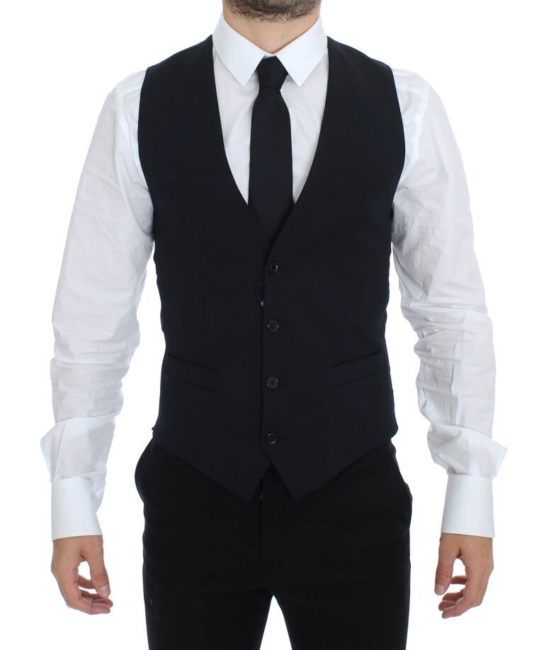 Dolce &amp; Gabbana Élégant gilet en laine bleue