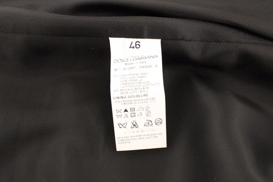 Dolce &amp; Gabbana Chic Robe Gilet en Laine et Soie à Rayures Noires