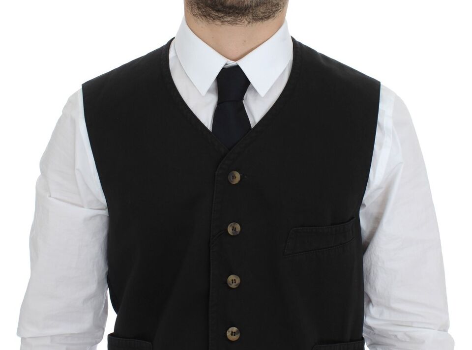 Dolce &amp; Gabbana - Élégant gilet en coton mélangé noir