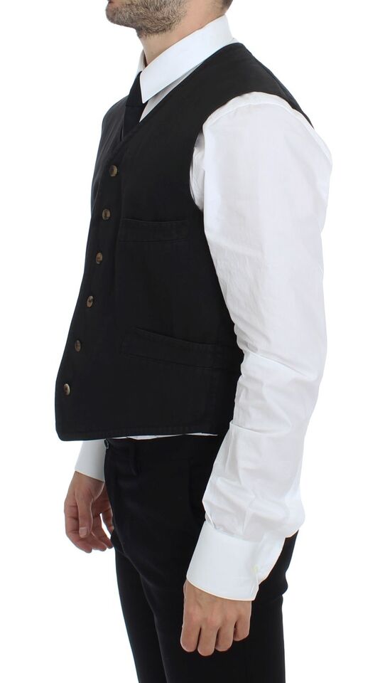 Dolce &amp; Gabbana - Élégant gilet en coton mélangé noir