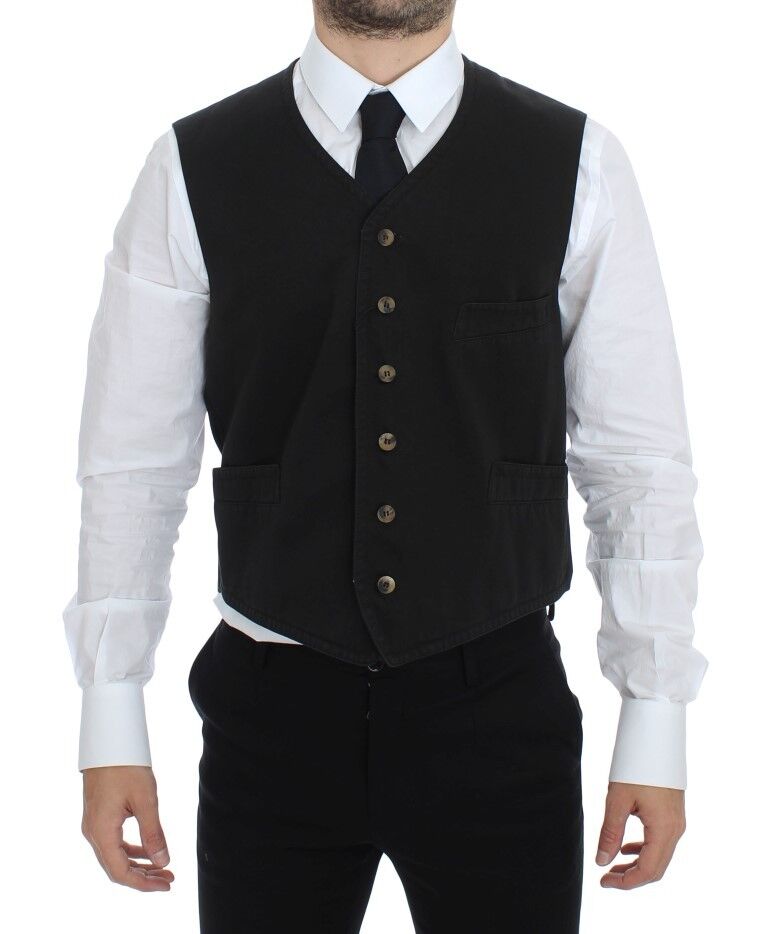 Dolce &amp; Gabbana - Élégant gilet en coton mélangé noir