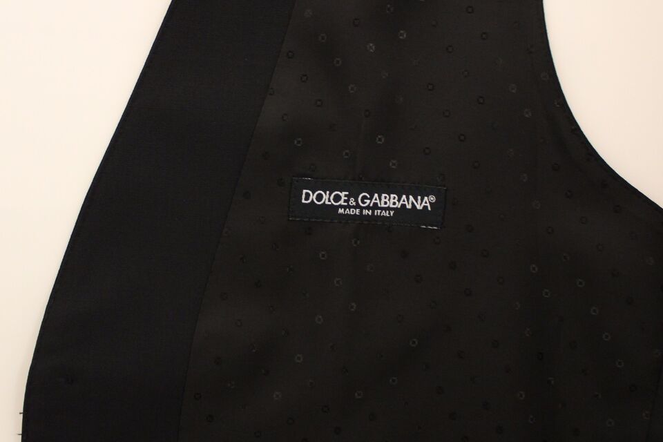 Gilet élégant en soie et laine noire Dolce &amp; Gabbana