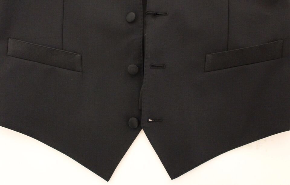 Gilet élégant en soie et laine noire Dolce &amp; Gabbana