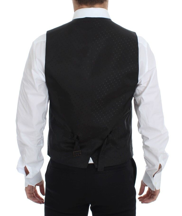 Gilet élégant en soie et laine noire Dolce &amp; Gabbana