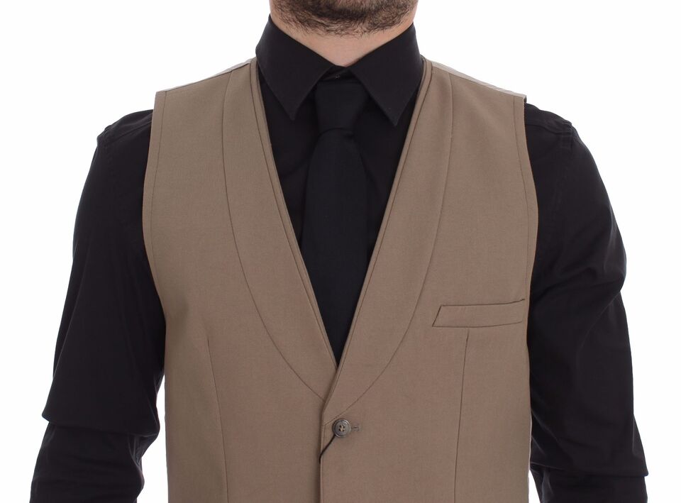Dolce &amp; Gabbana - Élégant gilet en coton beige - Coupe slim