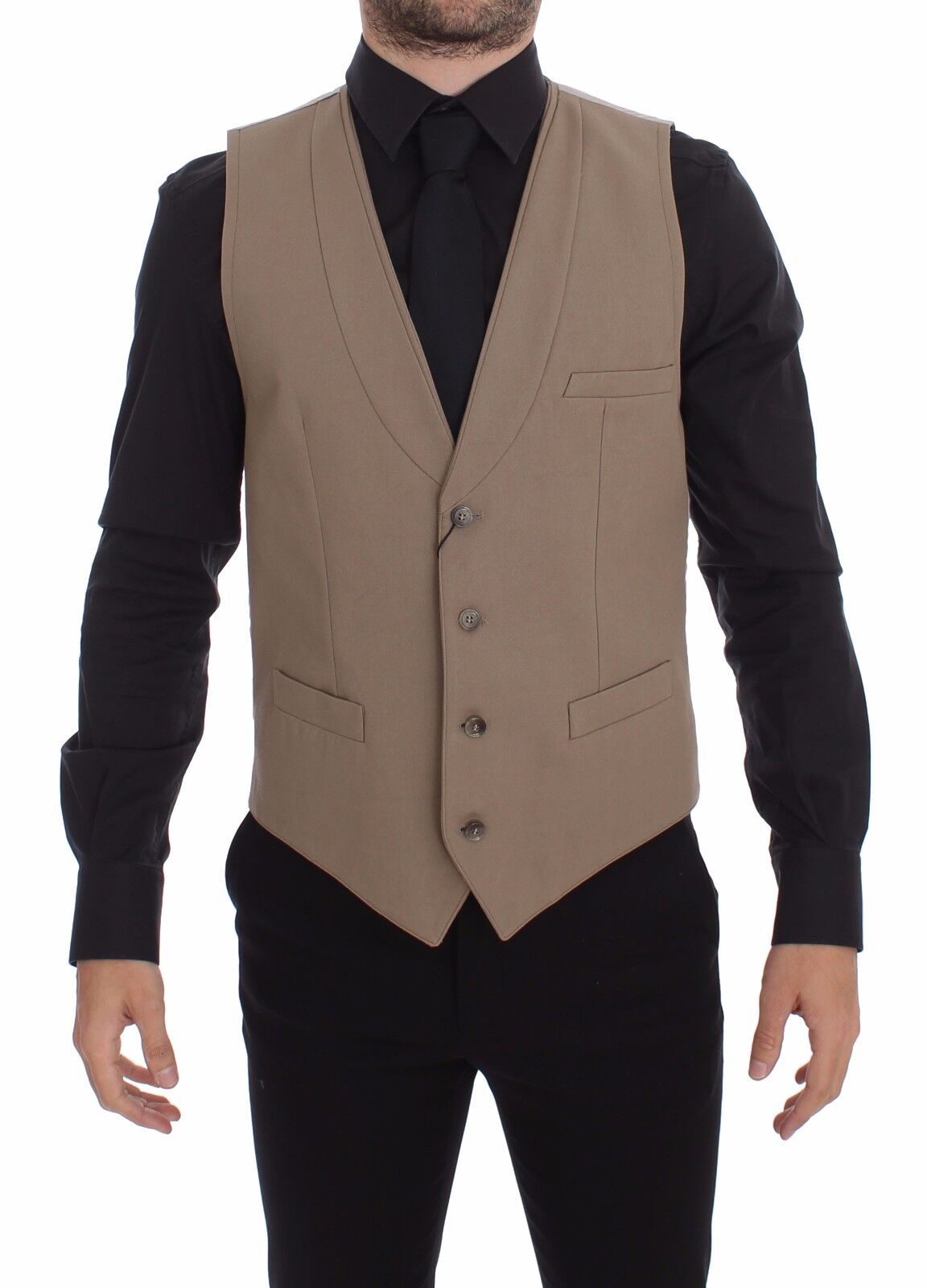 Dolce &amp; Gabbana - Élégant gilet en coton beige - Coupe slim