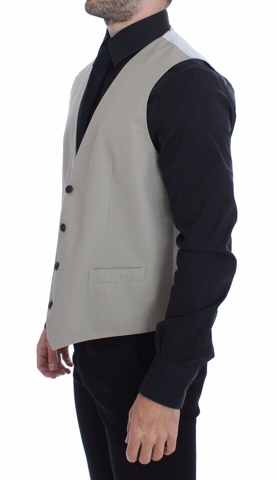 Dolce &amp; Gabbana Élégant gilet en coton et soie beige