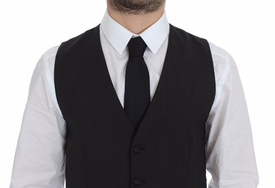 Dolce &amp; Gabbana Élégant gilet en laine stretch grise