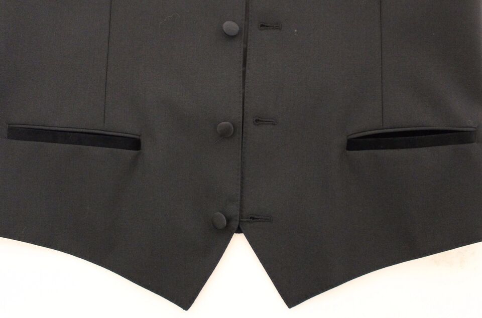 Dolce &amp; Gabbana Élégant gilet en laine et soie noire