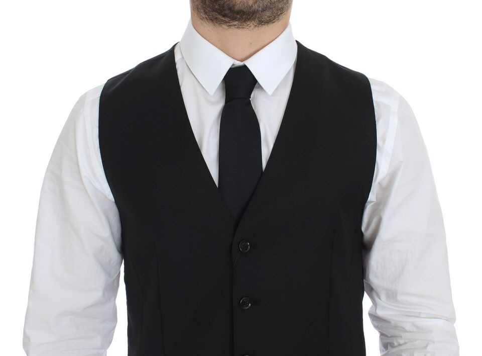 Dolce &amp; Gabbana Élégant gilet en laine et soie noire