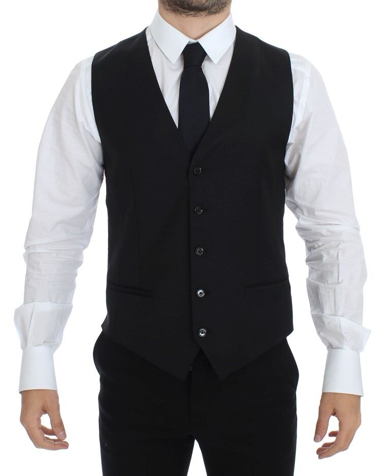 Dolce &amp; Gabbana Élégant gilet en laine et soie noire