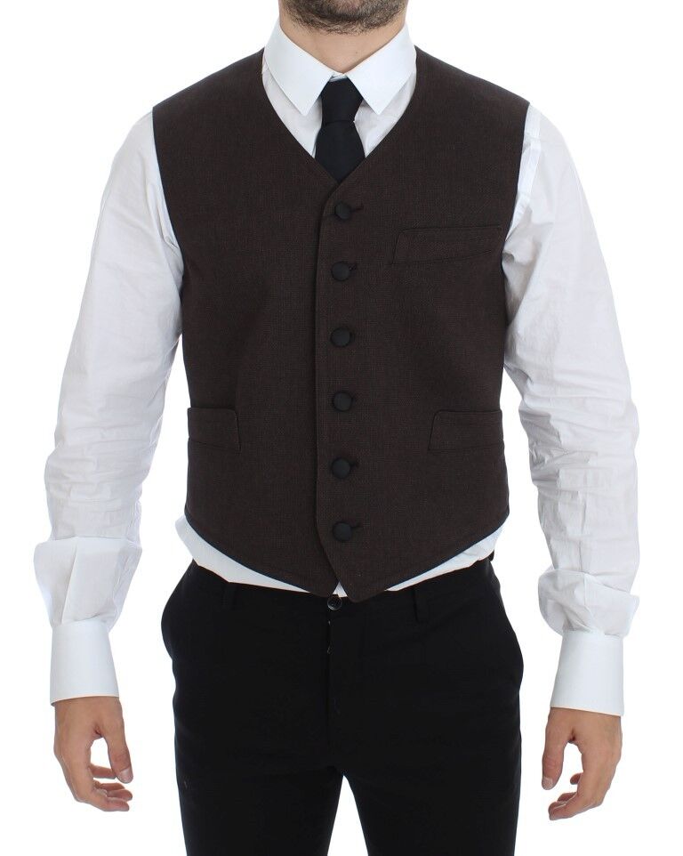 Dolce &amp; Gabbana - Gilet élégant en coton mélangé marron