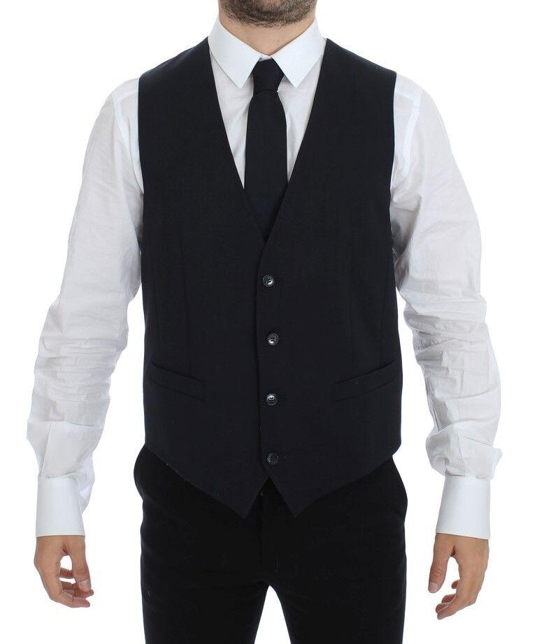 Dolce &amp; Gabbana Élégant gilet en coton stretch bleu