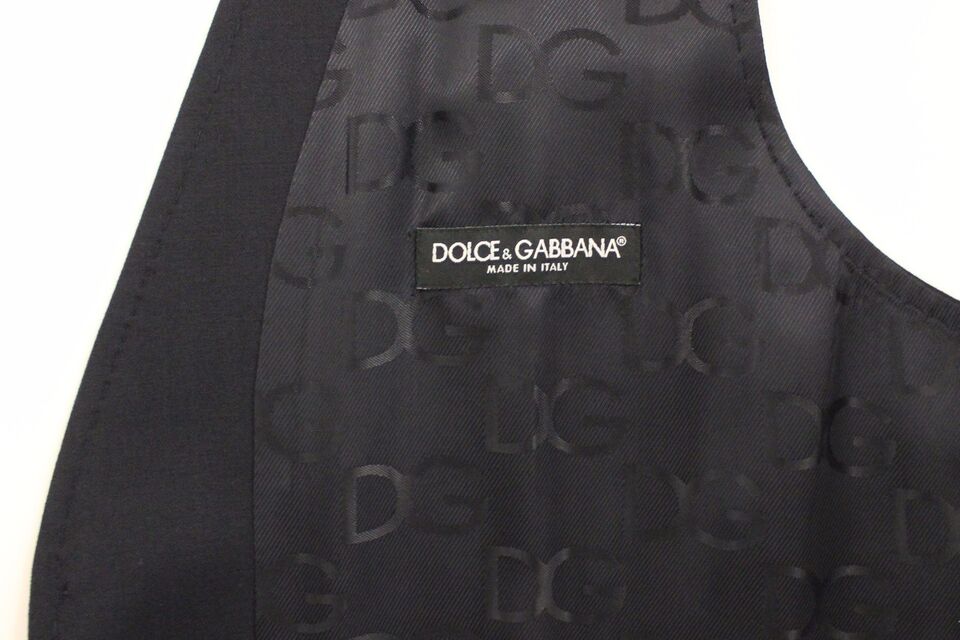 Dolce &amp; Gabbana Élégant gilet en laine et soie à rayures grises