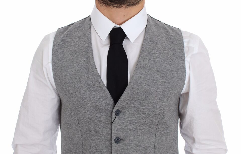 Dolce &amp; Gabbana Élégant gilet en coton stretch gris