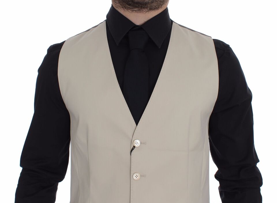 Dolce &amp; Gabbana - Robe-gilet élégante en coton mélangé beige