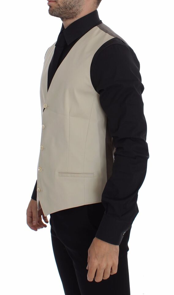Dolce &amp; Gabbana - Robe-gilet élégante en coton mélangé beige