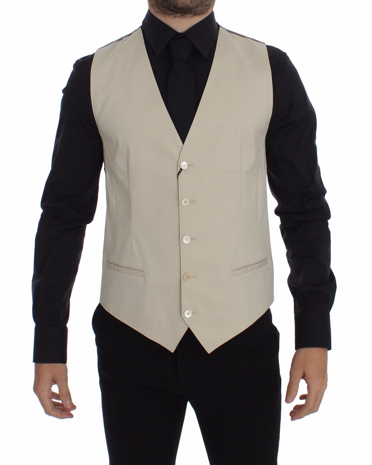 Dolce &amp; Gabbana - Robe-gilet élégante en coton mélangé beige