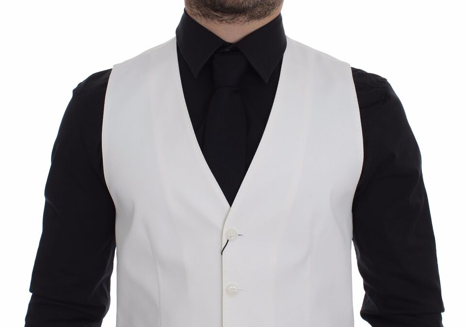 Dolce &amp; Gabbana Élégant gilet en coton et soie blanc