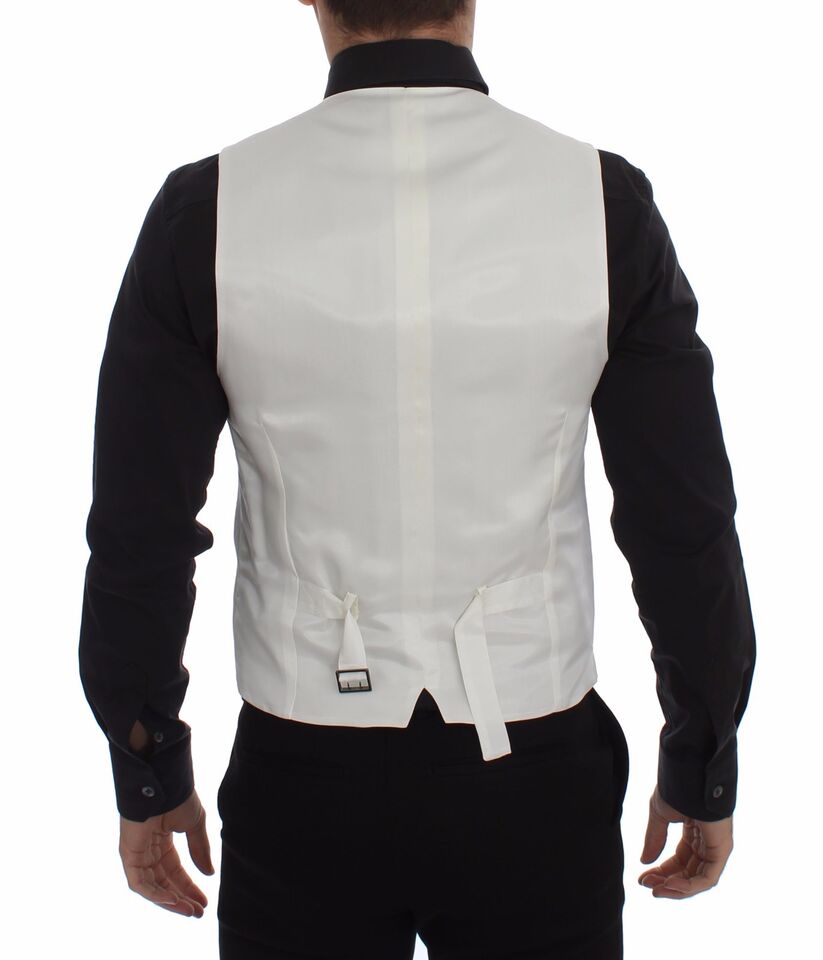 Dolce &amp; Gabbana Élégant gilet en coton et soie blanc