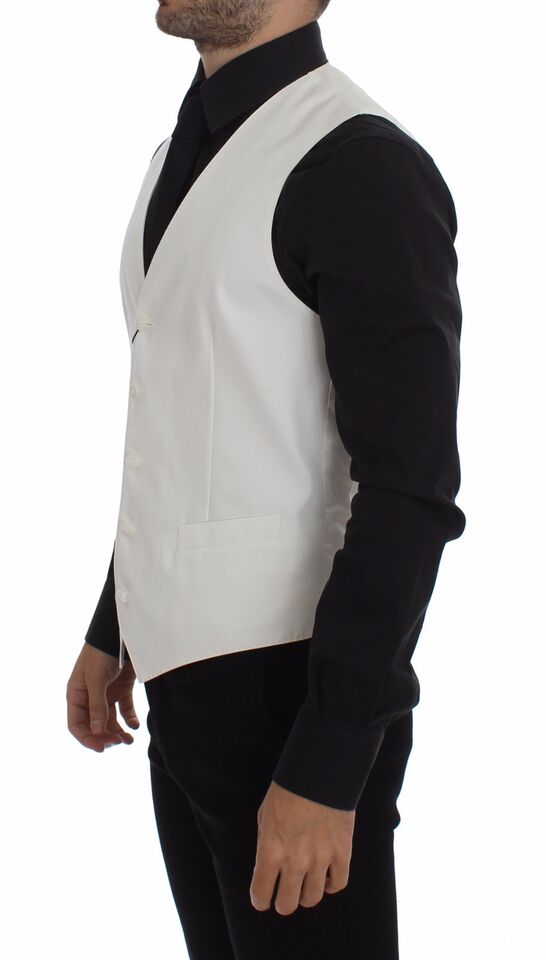 Dolce &amp; Gabbana Élégant gilet en coton et soie blanc