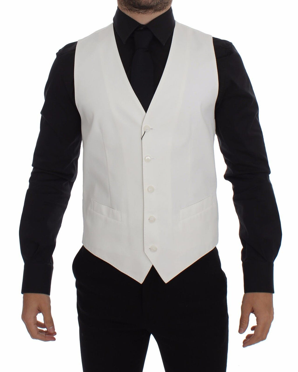 Dolce &amp; Gabbana Élégant gilet en coton et soie blanc