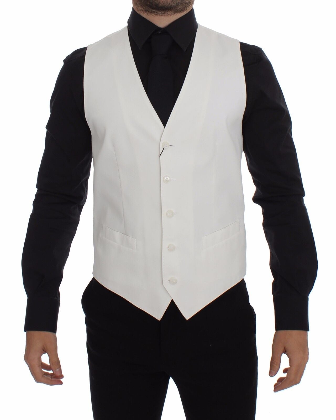 Dolce &amp; Gabbana Élégant gilet en coton et soie blanc