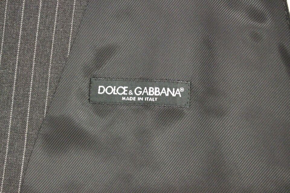 Dolce &amp; Gabbana Élégant gilet en laine à rayures grises