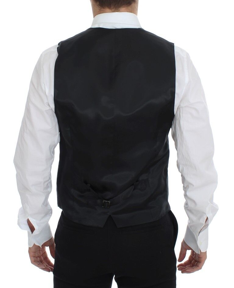 Dolce &amp; Gabbana Élégant gilet en laine à rayures grises