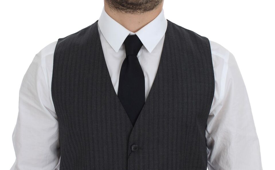 Dolce &amp; Gabbana Élégant gilet en laine à rayures noires