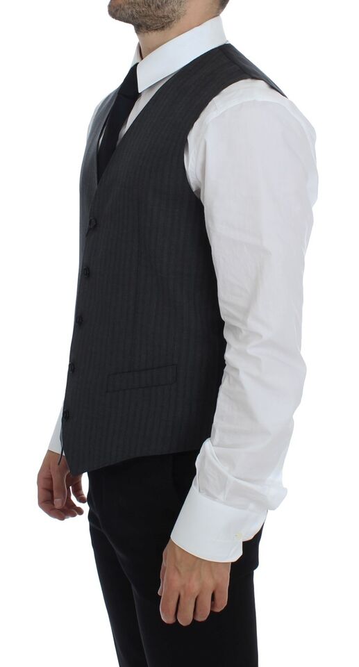 Dolce &amp; Gabbana Élégant gilet en laine à rayures noires