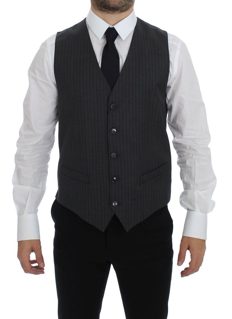 Dolce &amp; Gabbana Élégant gilet en laine à rayures noires