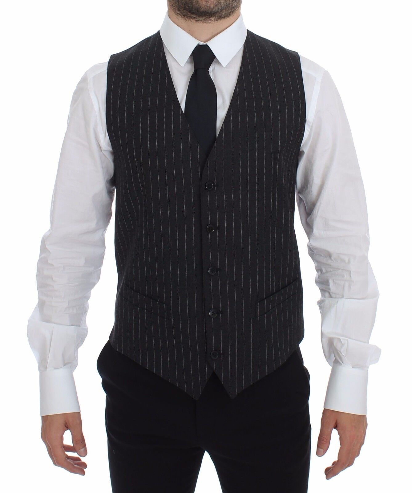 Dolce &amp; Gabbana Élégant gilet à rayures grises