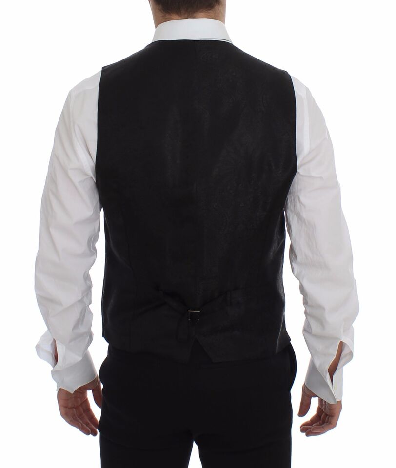 Dolce &amp; Gabbana Élégant gilet à rayures noires à boutonnage simple