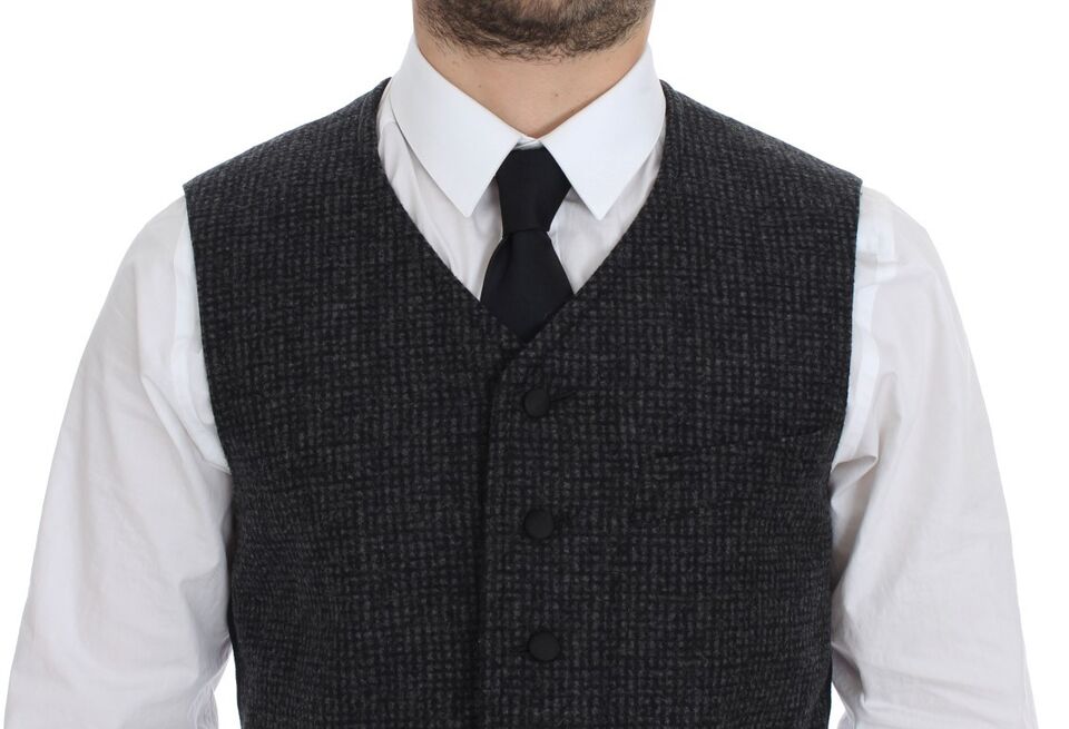 Dolce &amp; Gabbana - Élégant gilet en laine mélangée grise