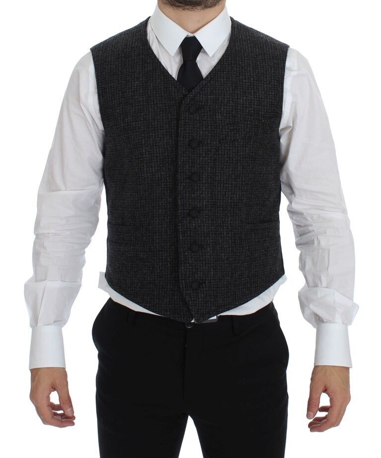 Dolce &amp; Gabbana - Élégant gilet en laine mélangée grise