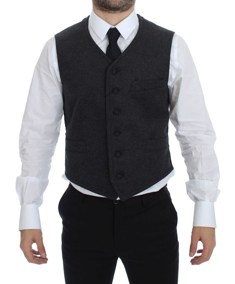 Dolce &amp; Gabbana Élégant gilet en laine mélangée grise