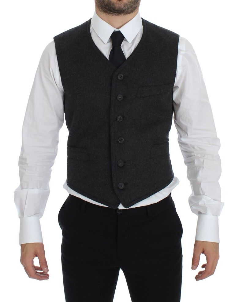 Dolce &amp; Gabbana - Élégant gilet en laine mélangée grise