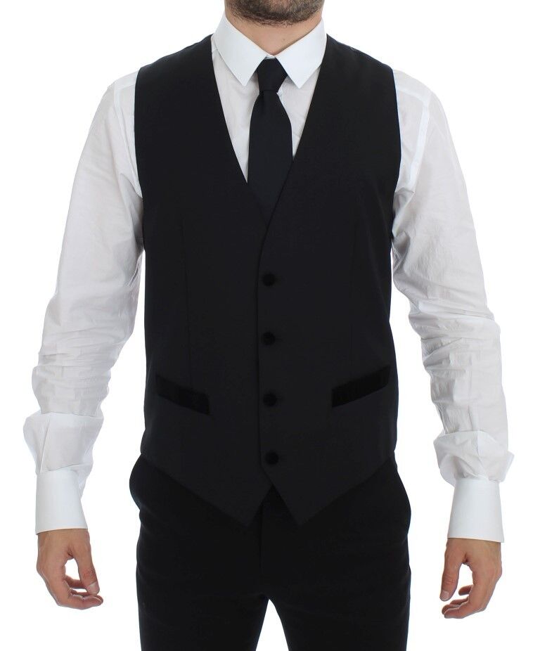 Dolce &amp; Gabbana - Gilet élégant en laine noire pour robe de soirée