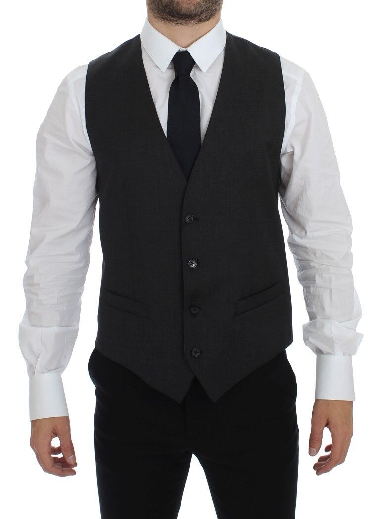 Dolce &amp; Gabbana - Gilet élégant en laine grise pour robe de soirée