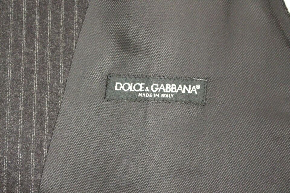 Dolce &amp; Gabbana Élégant gilet en laine à rayures grises