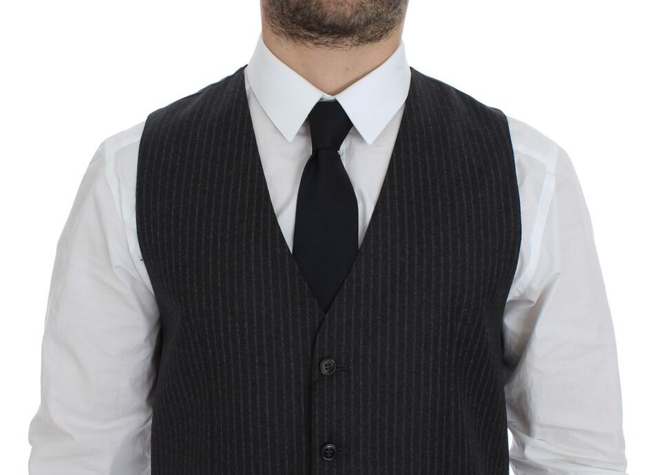 Dolce &amp; Gabbana Élégant gilet en laine à rayures grises
